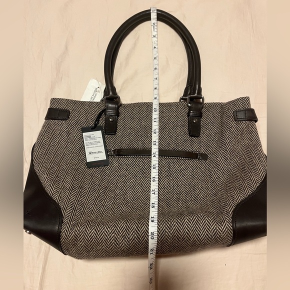 Tumi wool & leather spacious brown bag with a lot of compartments & pockets NWT - Picture 12 of 16
